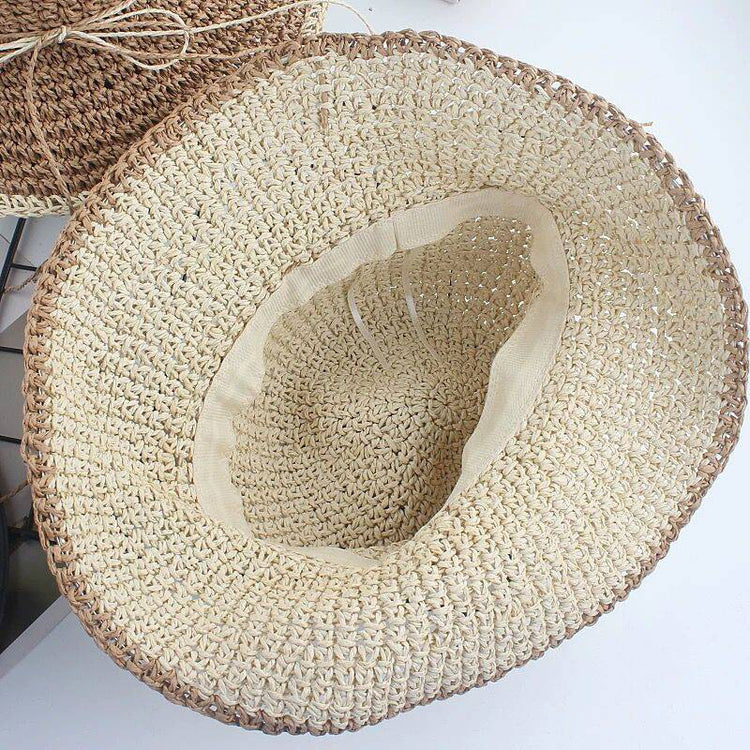 流行帽子|帽子女新款夏天海邊沙灘度假草帽編織透氣防曬漁夫帽遮陽太陽帽潮「C4138A」25.03-3