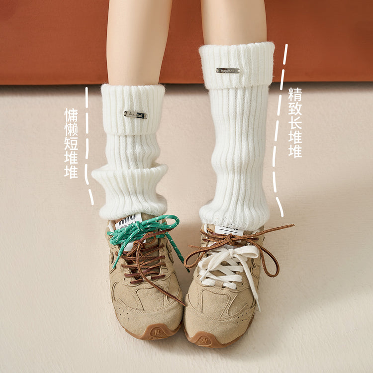 女襪|羊毛襪套女秋冬季加厚保暖鎖溫堆堆襪復古Y2K辣妹彈力中筒腿套「WT239068」25.09-2