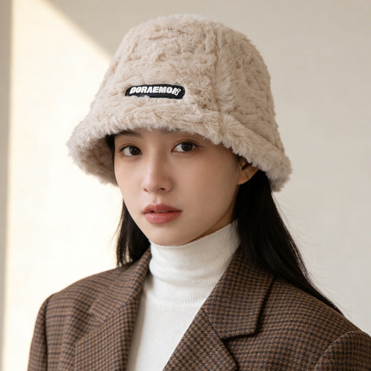 流行帽子|毛絨帽子女冬季可愛百搭顯臉小漁夫帽保暖防寒時尚字母盆帽水桶帽「C1642」25.12-2