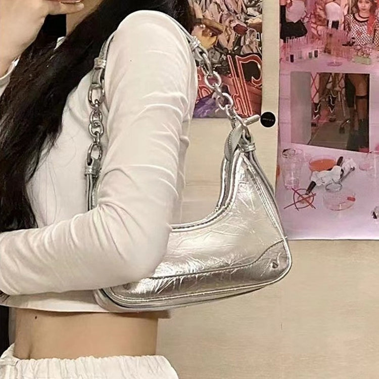 日韓流行 | 包包女2025甜酷辣妹腋下包鏈條手提包女包小眾高級感單肩包斜挎包「9014#」25.02-1
