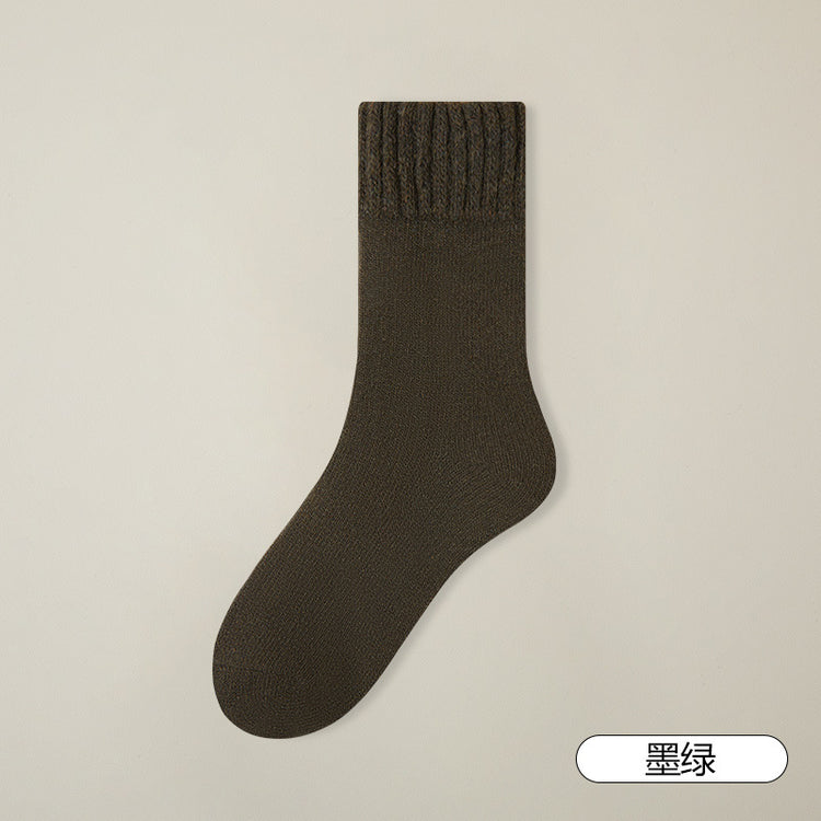 女襪|加厚羊毛襪子男秋冬季加絨毛圈保暖中筒襪純色簡約舒適諸暨襪子「YK24094」24.12-1
