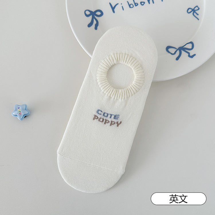 女襪|不掉跟船襪女夏季薄款卡通可愛短襪棉質親膚吸汗透氣淺口隱形襪「QP2503」25.04-3