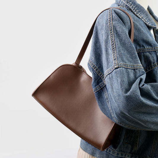 質感真皮|2025新款牛皮波士頓保齡球包新款時尚真皮腋下托特包通勤單肩斜挎包「3105」25.10-3