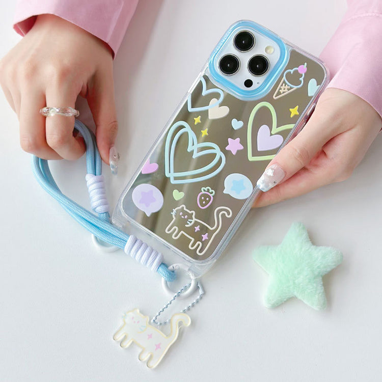 手機殼|蘋果13手機殼iPhone14pro適用15promax卡通11/12掛繩鏡面殼「WM0623」24.07