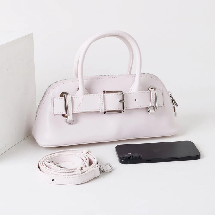 質感真皮|2025新款百搭手提包時尚優雅肩斜背包韓國小眾手提保齡球包包「6717」25.07-2