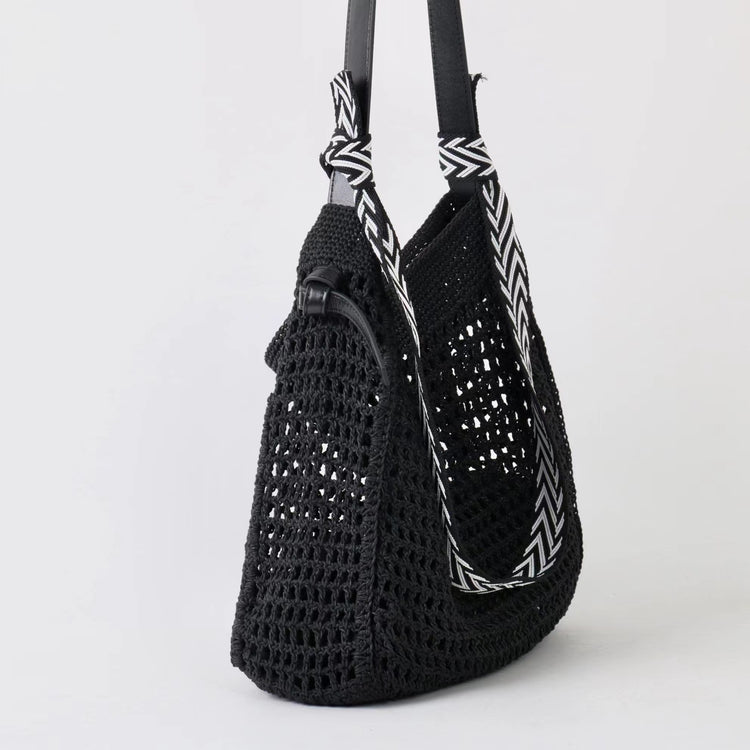 質感真皮|2025新款蠟繩編織托特大容量斜背包頭層牛皮沙灘度假通勤包ins女「3853」25.04-5