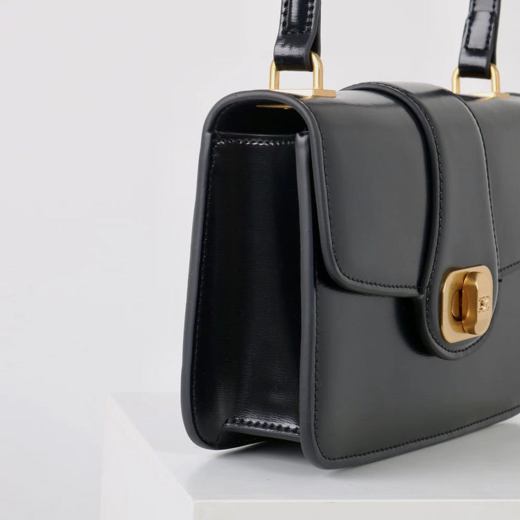 質感真皮|2025新款百搭進口小牛皮扭鎖翻蓋手提單肩腋下包精緻通勤女士包「6083」25.04-2