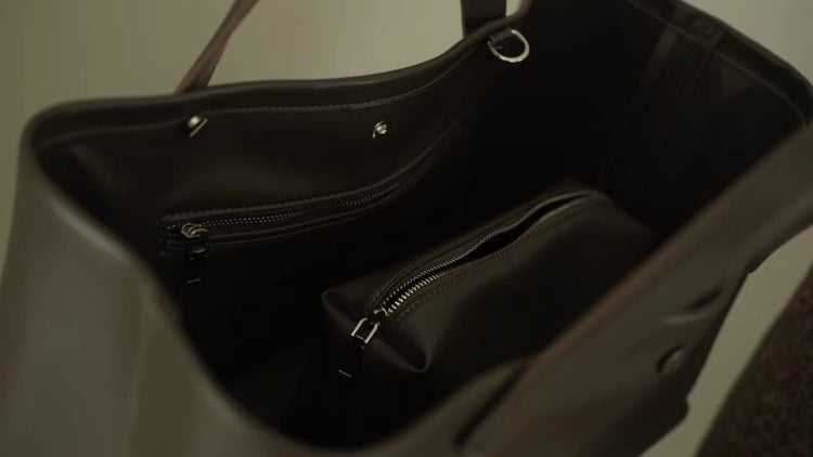 質感真皮|2024年新韓版托特包女頭層牛皮大容量高級感復古通勤包法式小眾包「3725」24.07-5