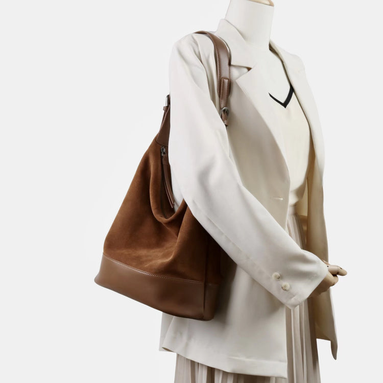 質感真皮|2025年新美拉德高級感輕奢高質感磨砂牛皮大容量水桶包時尚「6173」25.09-2