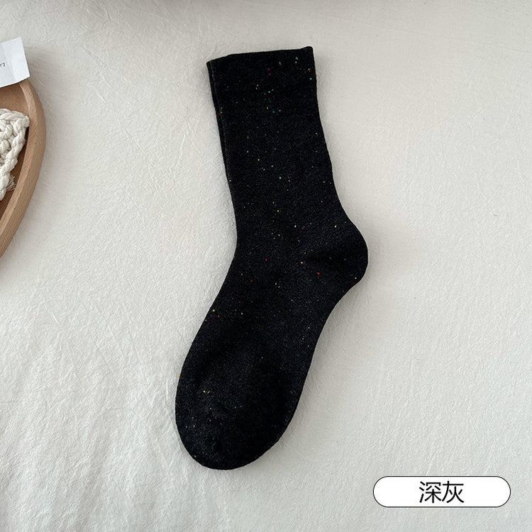 女襪|堆堆襪子女春夏季新款點子紗月子襪棉質親膚吸汗透氣彈力中筒襪「FM2502」25.03-1