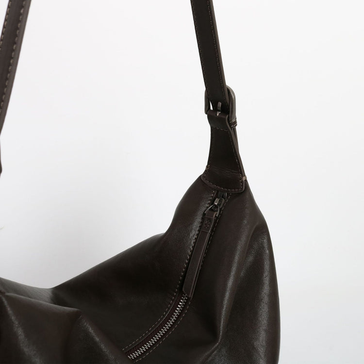 質感真皮|優質植鞣真皮Hobo托特包女大容量單肩通勤包高級質感斜挎包餃子包「3666」24.10-4