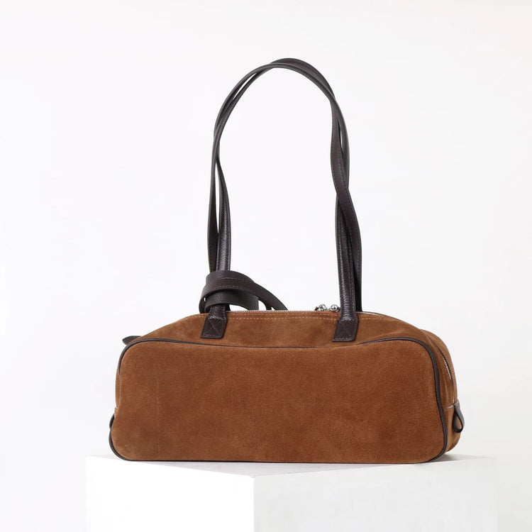 質感真皮|2025新款百搭輕奢磨砂牛皮波士頓大包單肩托特枕頭通勤保齡球包「X3989D3988」25.09-3