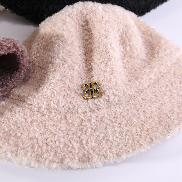 流行帽子|羊羔毛絨漁夫帽子女秋冬2025新款保暖加厚防寒盆帽時尚百搭水桶帽「C5870ASD」25.12-1