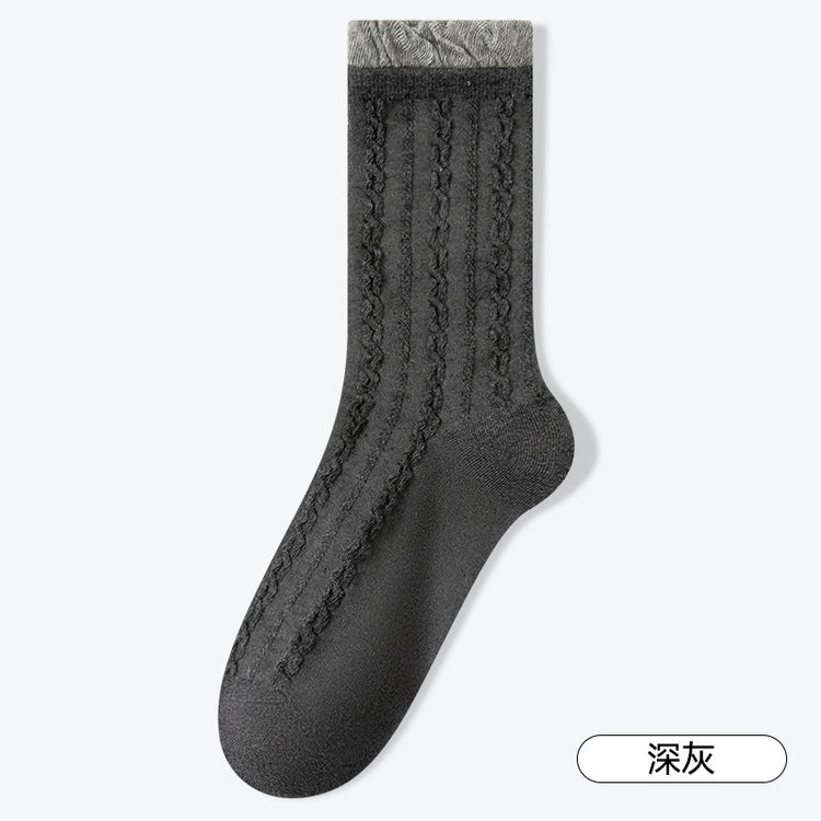 女襪|灰色泡泡口襪子女棉質柔軟親膚舒適中筒襪吸汗防臭抗起毛球堆堆襪「DS24145」25.01-2