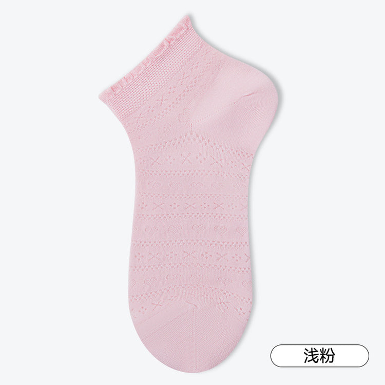 女襪|花邊淺口襪子女春夏季薄款鏤空吸汗透氣短筒襪miu系網眼休閒襪「XC2275」25.02-2