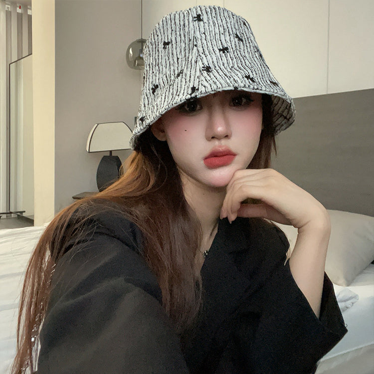流行帽子|小香風漁夫帽女條紋百搭顯臉小遮陽帽春夏防曬防紫外線太陽帽盆帽「C4245」24.08-2