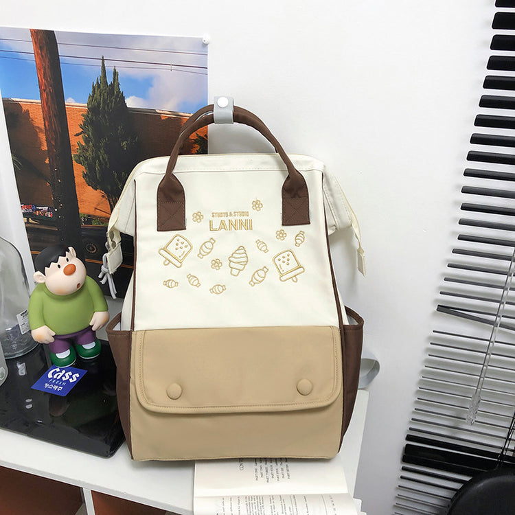 致青春|春季新書包女日系ins撞色中小學生手提雙肩包韓版ins學院風背包「876-360」24.04-1