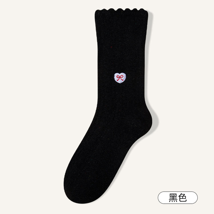 女襪|白色堆堆襪子女秋冬季加絨加厚蓄熱保暖澳絨襪潮流好搭彈力中筒襪「DB2435」24.12-4