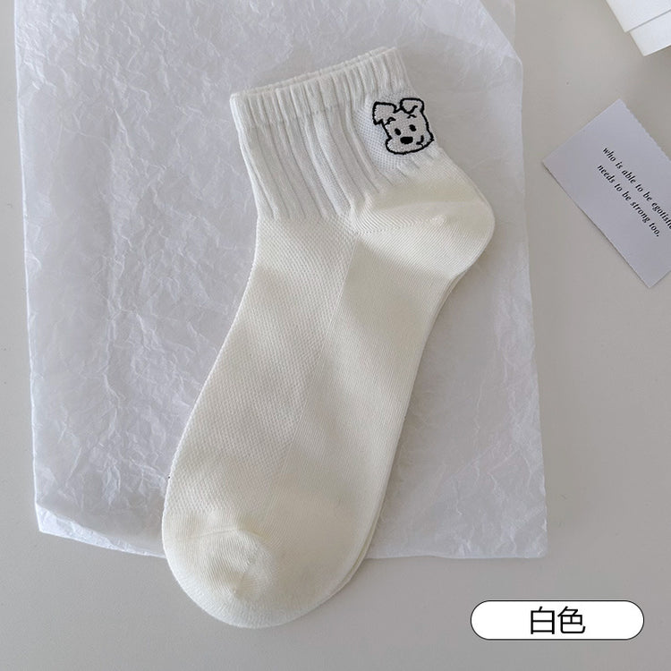 女襪|灰色襪子女春夏季薄款鏤空網眼透氣短襪創意後跟AB款棉質諸暨襪子「HS5016」25.03-4