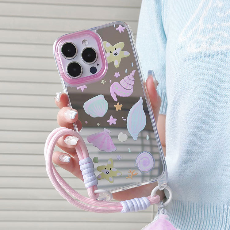 手機殼|蘋果15女iPhone14適用12promax掛繩鏡面手機殼蘋果殼夏天11「WL0070」24.07