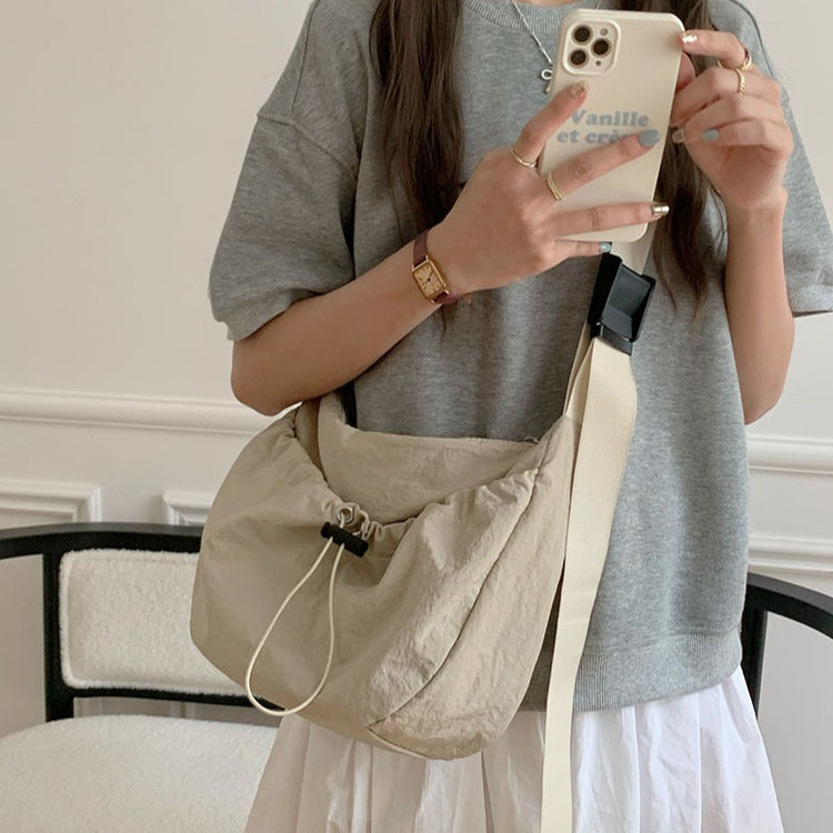 日韓流行|尼龍輕量褶皺包包女裝2024新款流行時尚休閒單肩包大容量斜背包上課通勤包「9425#」24.07-1