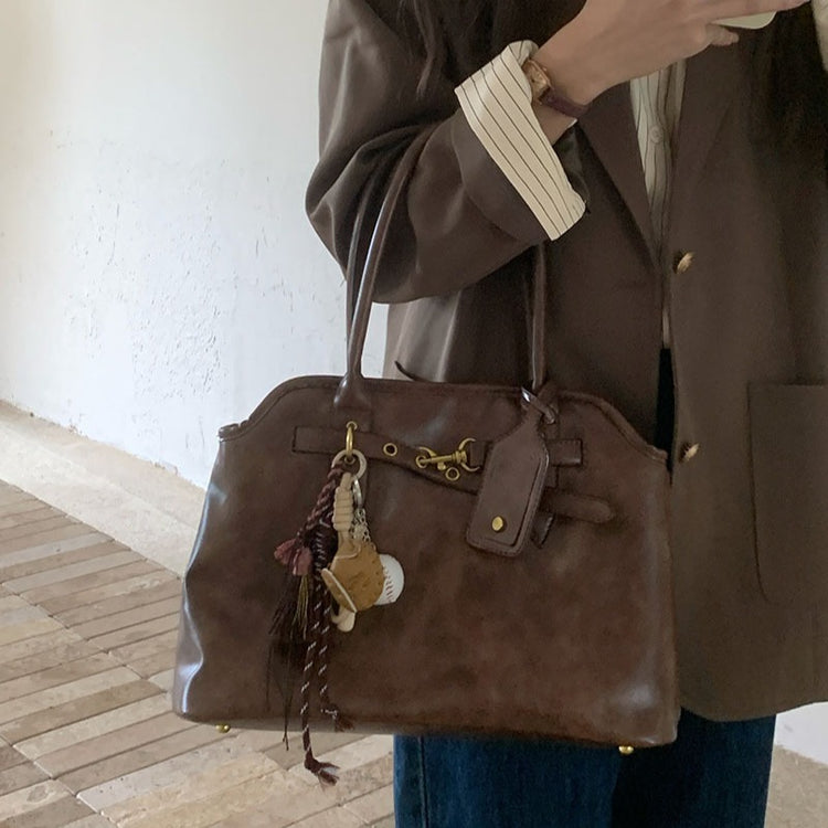 日韓流行|復古慵懶感公事包包女大容量質感百搭簡約小眾設計手提單肩托特包「H8900」25.11-3