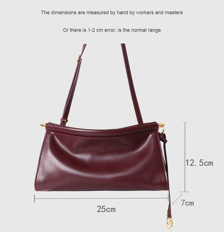 質感真皮|2025新款牛皮腋下復古法式法棍夾子包小眾設計極簡風通勤簡約包「3336」25.06-2