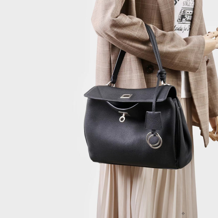 質感真皮|2025新款togo牛皮B家同款鬆弛感大小號真皮鎖扣手提包單肩斜挎包「X5133 D5134」25.12-1