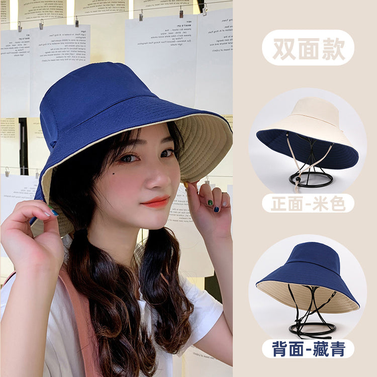 流行帽子|帽子女雙面漁夫帽日系大沿韓版遮陽帽夏季百搭防曬防紫外線太陽帽「E09419」25.03-2