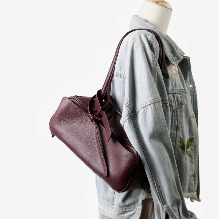 質感真皮|2025全新百搭輕奢小眾高級感波士頓大包肩托特枕頭通勤保齡球包「6163」25.07-1