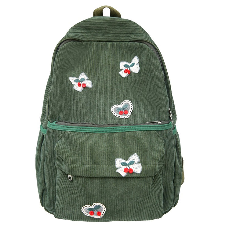 致青春|甜美可愛女孩雙肩包蕾絲櫻桃蝴蝶結背包大容量百搭上課學生書包「811-132」25.03-2