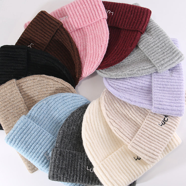 流行帽子|2025新款帽子女毛線帽保暖護耳顯臉小針織帽時尚百搭刺繡套頭帽潮「C5877」25.12-1