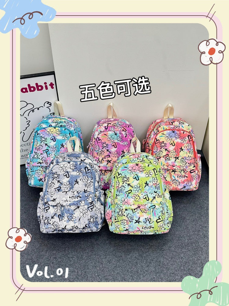 致青春|韓系ins高顏值小眾設計彩色個性塗鴉背包初高中生輕便雙肩包「8647-128」25.10-2