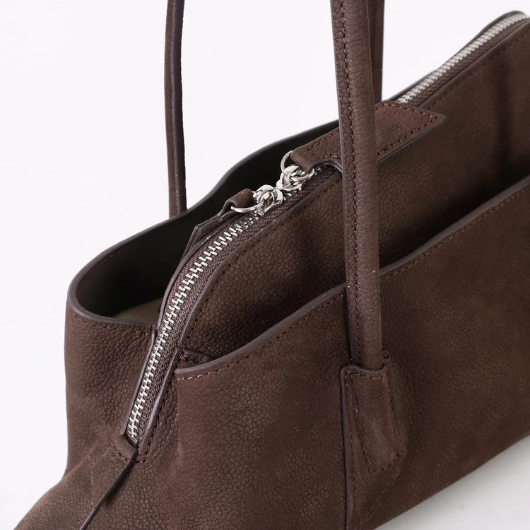 質感真皮|2025新款頭層麂皮不規則斜頂手提托特包磨砂荔枝牛皮腋下包「6163-S」25.10-1