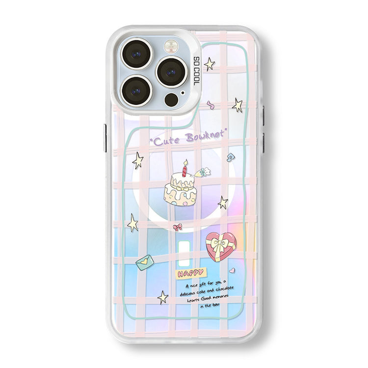 手機殼|iPhone15Pro磁吸手機殼蘋果14適用華為P70磨砂鐳射mate60支架「LR0893」24.07