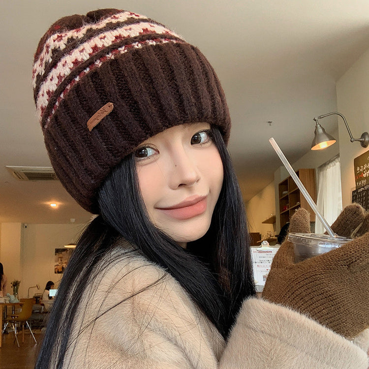 流行帽子|聖誕春節針織帽秋冬保暖防寒毛線帽學生情侶百搭護耳帽子騎車帽子「C4790」24.11-1