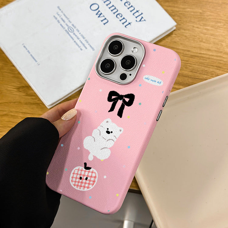 手機殼|iPhone16適用15Promax卡通14蘋果13手機殼12銀框皮紋殼11批發「LR1245」25.04-3