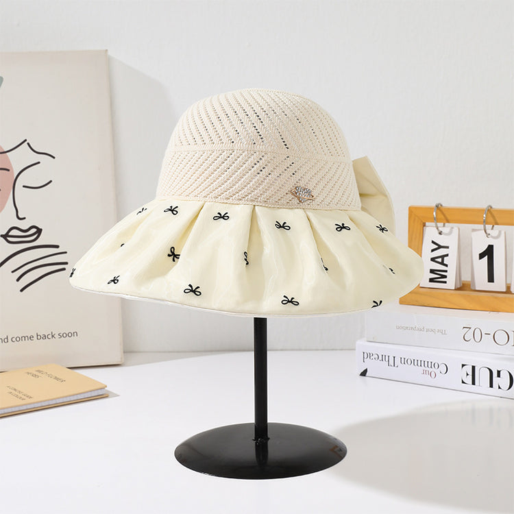 流行帽子|夏季新款帽子女蝴蝶結遮陽空頂帽韓版時尚防曬太陽帽戶外漁夫帽潮「C5203」25.04-4
