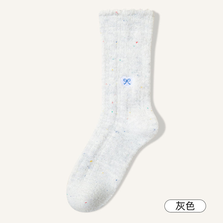 女襪|白色堆堆襪子女秋冬季加絨加厚蓄熱保暖澳絨襪潮流好搭彈力中筒襪「DB2435」24.12-4
