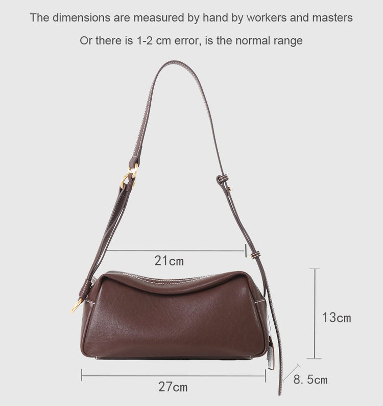 質感真皮|2025新款時尚軟牛皮枕頭包時尚百搭單肩斜背包高級感小眾設計腋下包「7059」25.09-4