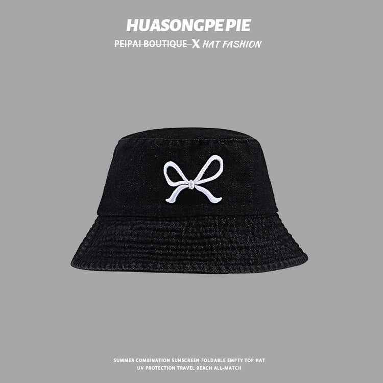 流行帽子|蝴蝶結牛仔漁夫帽女夏季防曬防紫外線遮陽帽學生時尚顯臉小盆帽男「C3801」24.04-2