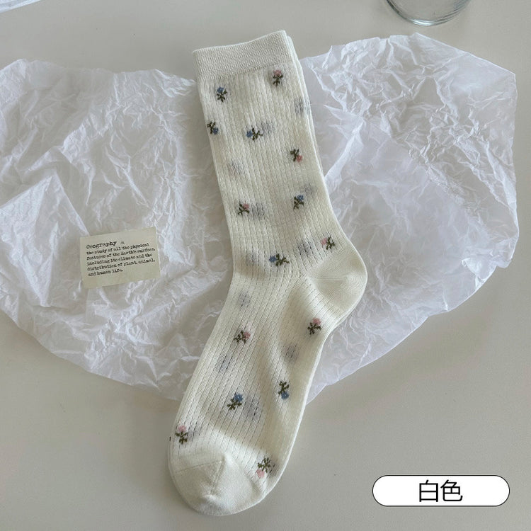 女襪|夏季薄款襪子女棉質吸汗網眼透氣中筒襪彈力親膚舒適通勤堆堆襪「DMS5013」25.07-3