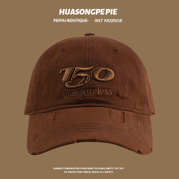 流行帽子|帽子夏季新款破洞刺繡遮陽帽寬檐遮臉百搭防曬純色多巴胺棒球帽女「C4073」24.06-3