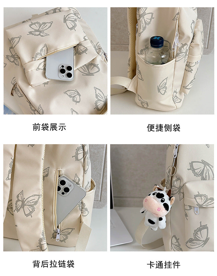 致青春|雙肩包女日系ins風蝴蝶設計背包外出旅遊輕便背包大容量學生書包「8084-125」24.10-3