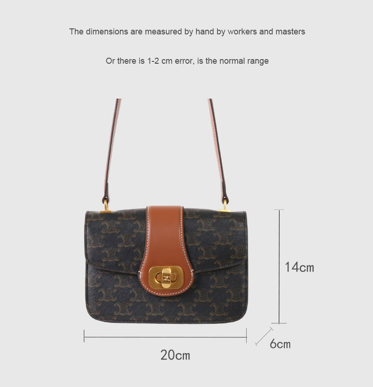 質感真皮|2025新款百搭進口小牛皮扭鎖翻蓋手提單肩腋下包精緻通勤女士包「6083」25.04-2