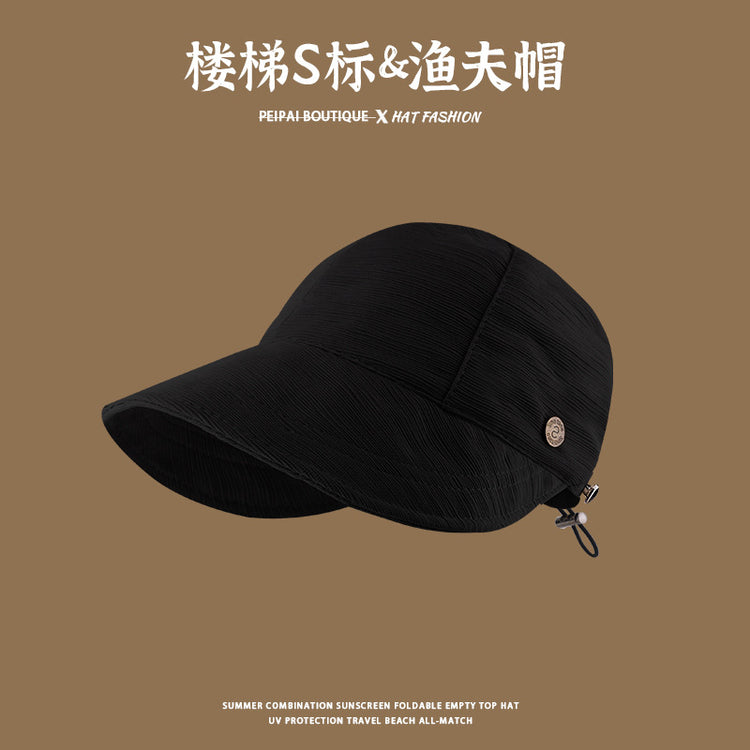 流行帽子|帽子夏女百搭高級感顯臉小遮陽帽戶外沙灘帽子出遊騎車防曬太陽帽「C3596」24.05-3