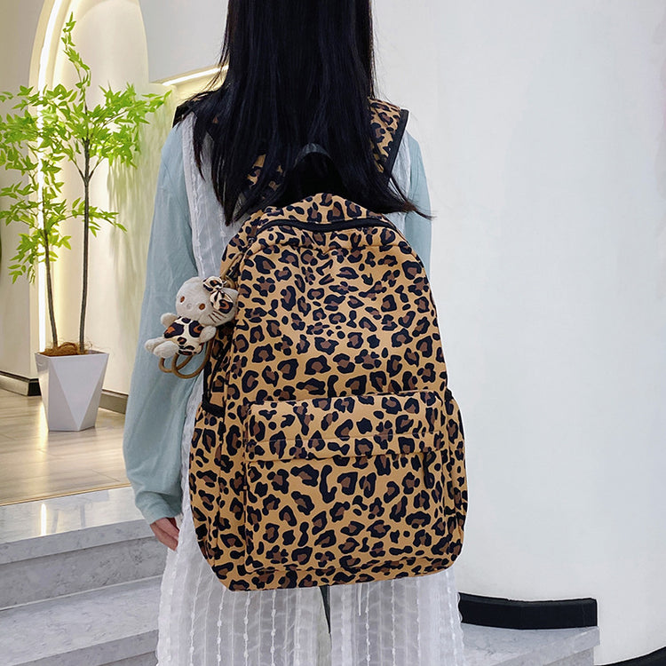 致青春|跨境海外熱銷時尚豹紋背包潮流印花時尚雙肩包女洋氣百搭大學生書包「5504」24.10-5