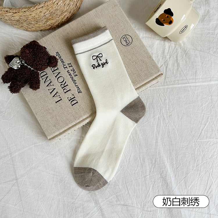 女襪|羊毛襪子女吸汗透氣親膚舒適中筒襪ins潮學院風彈力無骨堆堆襪「MYH2572」25.09-4