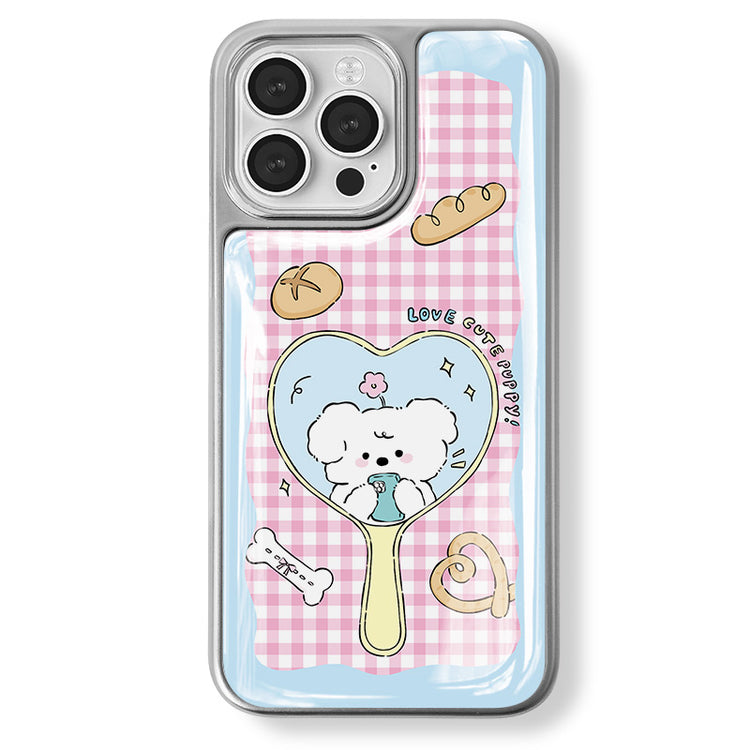 手機殼|iPhone16Pro高級感蘋果15ProMax手機殼14plus電鍍銀邊滴膠適「LR1556」25.04-4