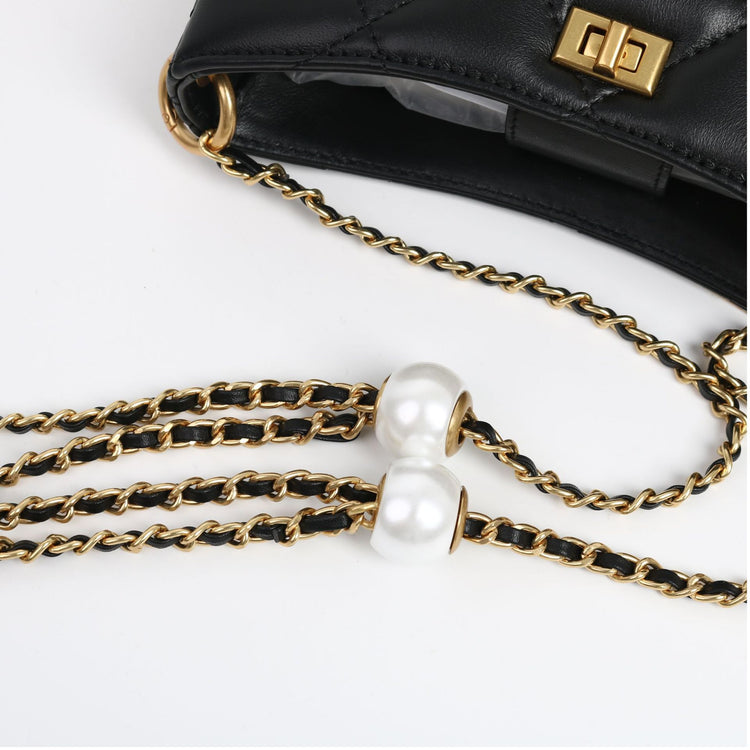 質感真皮|2024新款春夏小眾設計時尚珍珠鏈條包包女潮斜背包級質感肩小方包「8063#」24.05-1